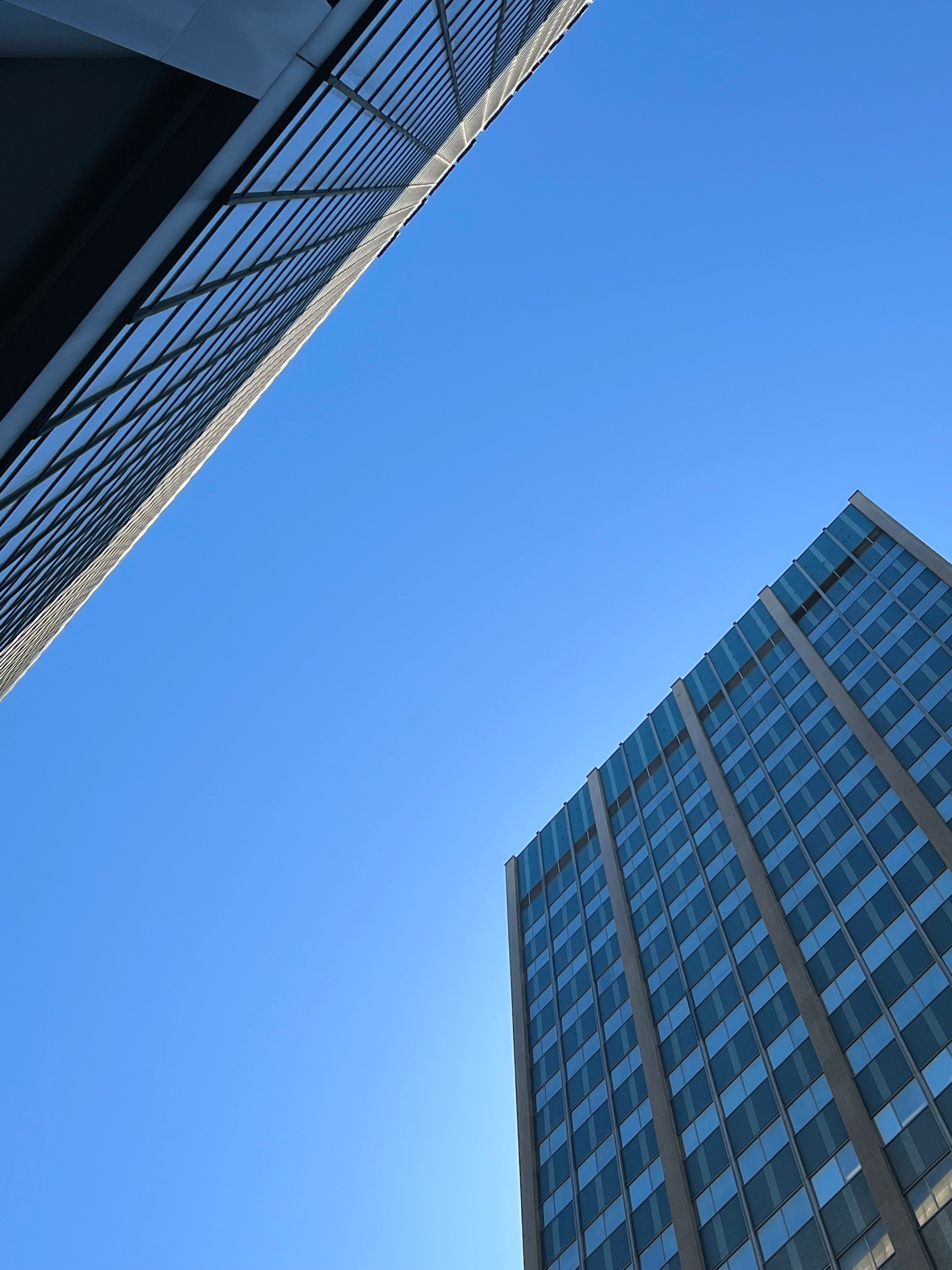 Skyscraper in with blue sky background in Koreatown Los Angeles California, USA